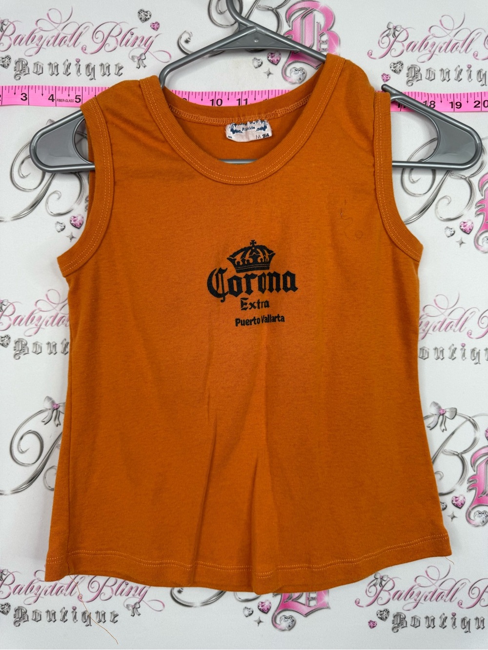 Corona Orange Sleeveless Logo y2k baby tee style cute corona extra Mexico